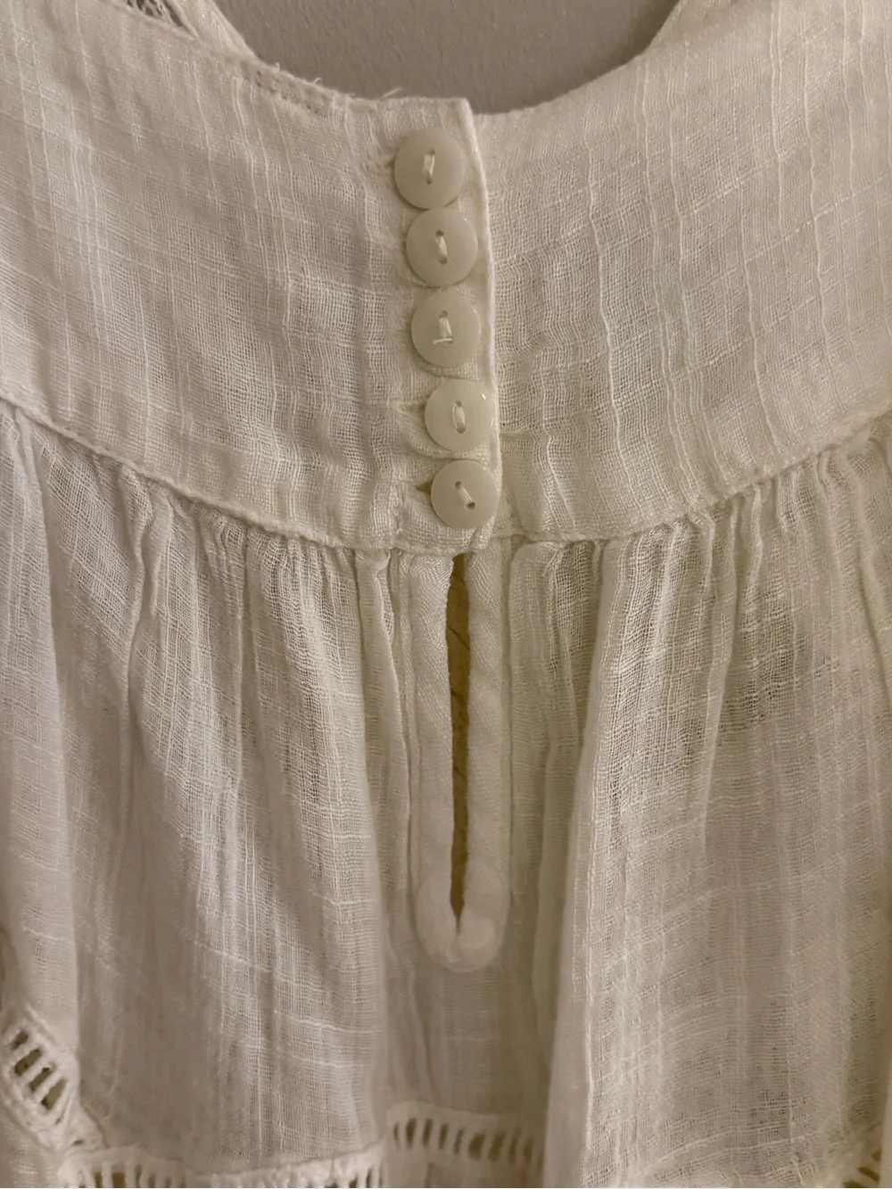 Free People White Crochet Lace Peasant Blouse